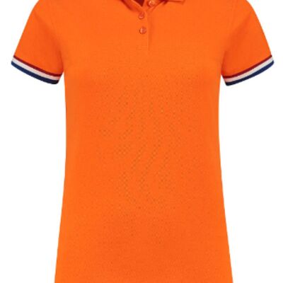 oranje polo Ladyfit met vlag Thumbnail