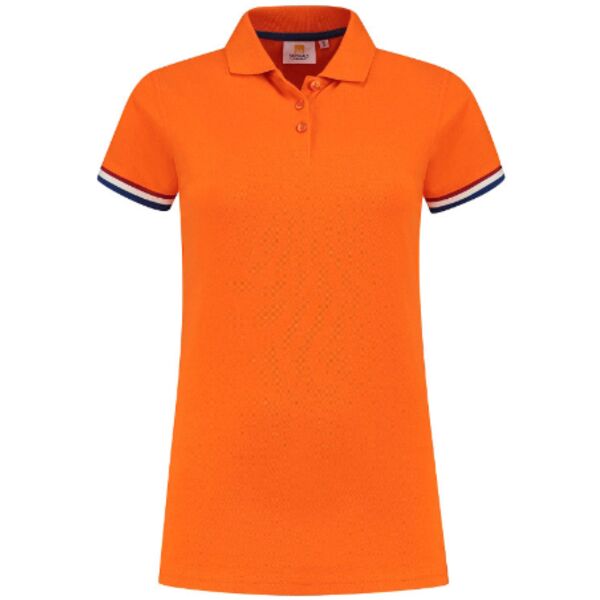 oranje polo Ladyfit met vlag Thumbnail