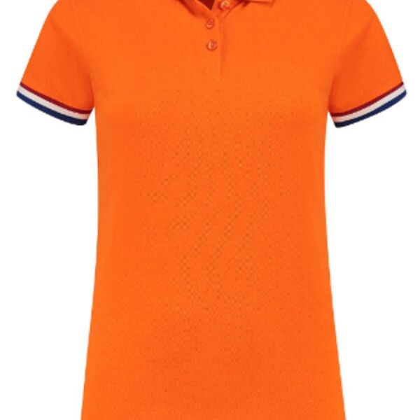oranje polo Ladyfit met vlag Thumbnail