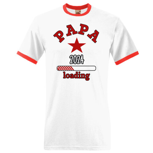 Papa T-shirt bedrukt geboorte 2024 - Ringer T-Shirt unisex Thumbnail
