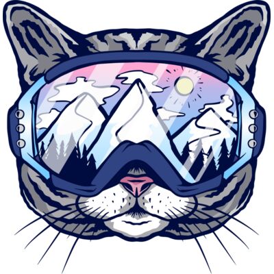 kat met ski bril  Thumbnail